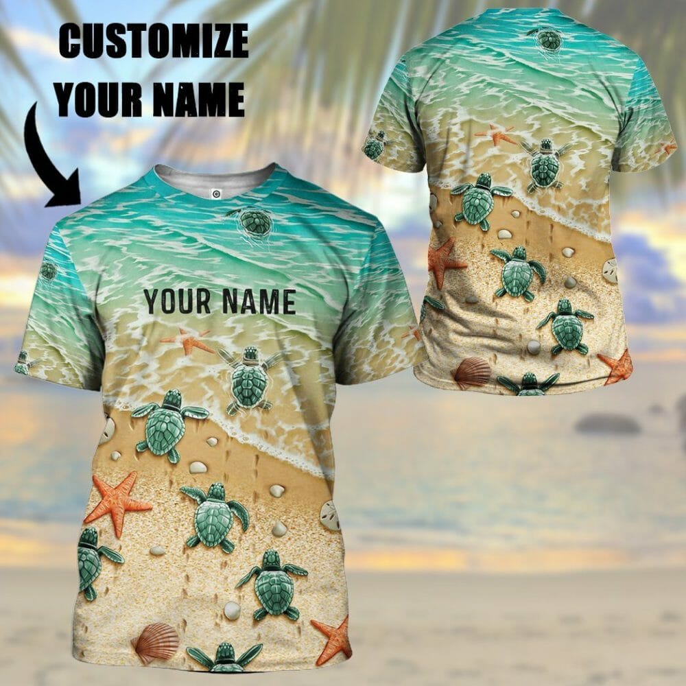3D Sea Turtle Custom Name Tshirt Hoodie Apparel