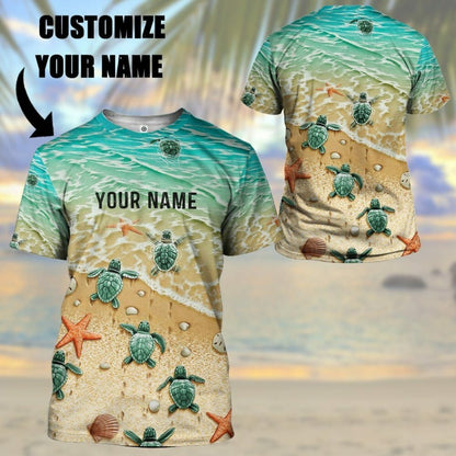 3D Sea Turtle Custom Name Tshirt Hoodie Apparel