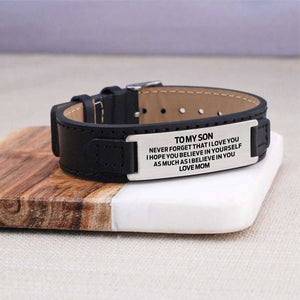 Mom To Son - I Believe In You Men's Leather Bracelet