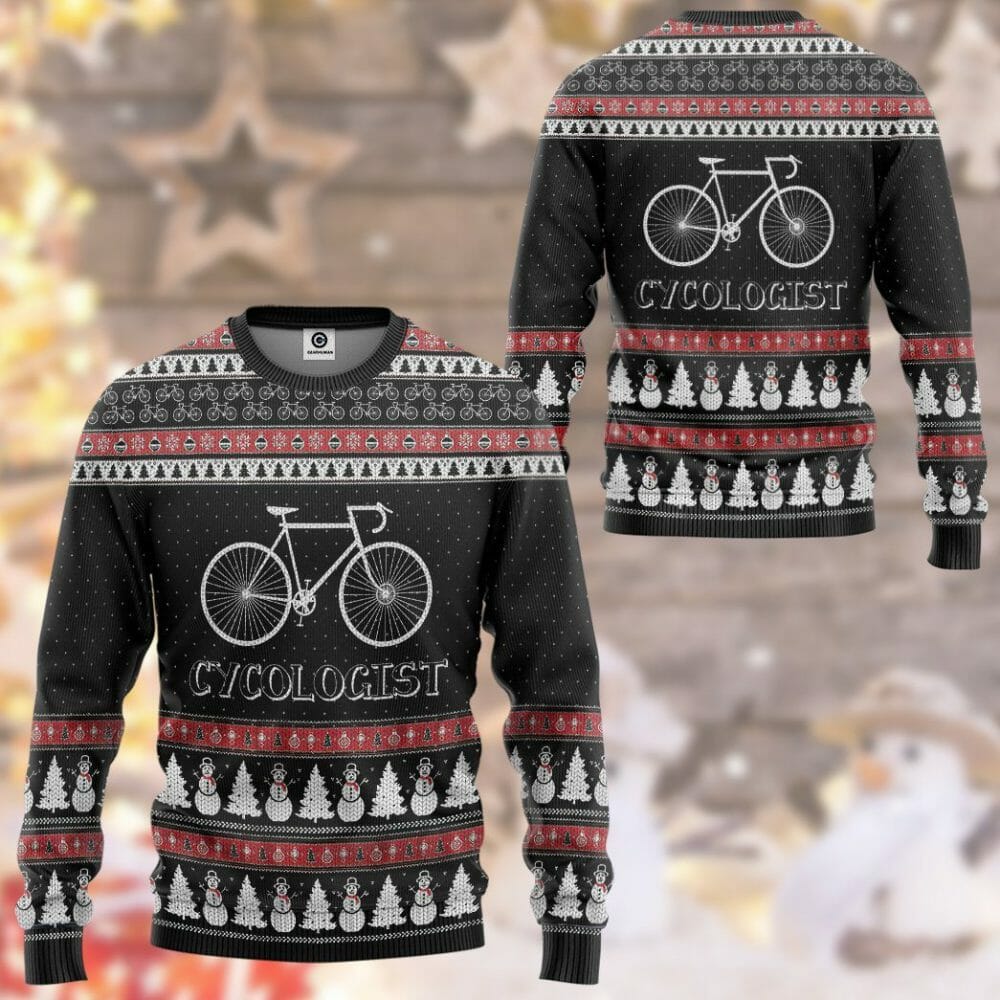 3D Hässlicher Weihnachts-Cycologist-Hoodie mit Aufschrift „Cycologist“