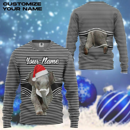 3D Elefant Weihnachten Custom T-Shirt Hoodie Bekleidung