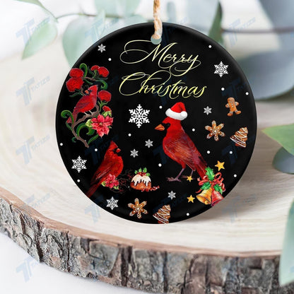 Cardinal Merry Christmas Ornament, Happy Christmas Ornament, Christmas Gift, Christmas Decoration