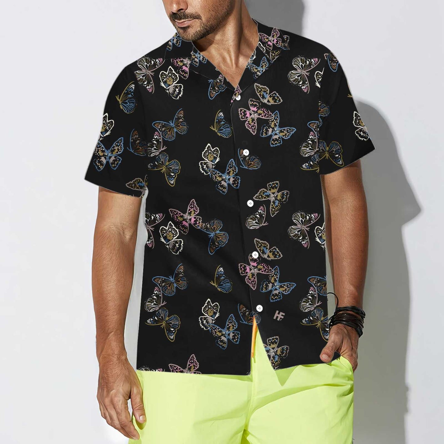 Into Darkness Paint Brush Butterflies Design Hawaiian Shirt, Hawaiian For Gift