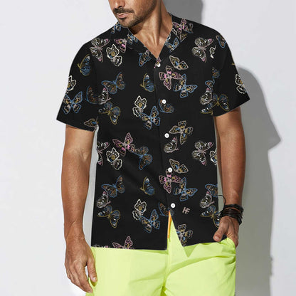 Into Darkness Paint Brush Butterflies Design Hawaiian Shirt, Hawaiian For Gift