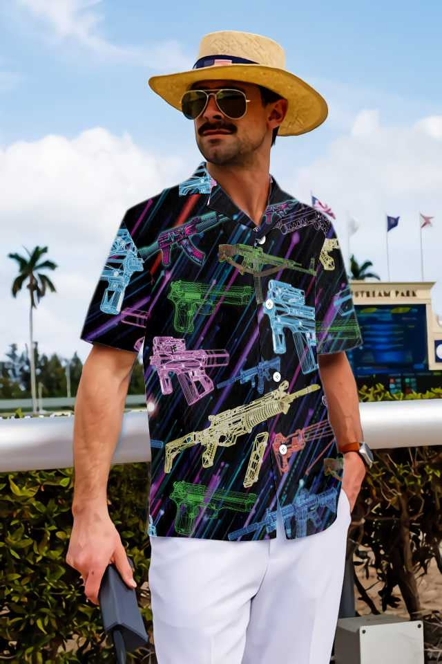 The Battle Is Calling Gun In Different Colors Design Hawaiian Shirt, Hawaiian Shirt Gift, Christmas Gift