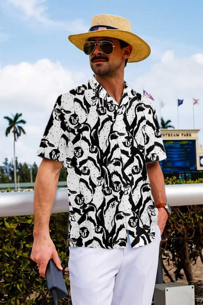 Black And White Penguin Design Hawaiian Shirt, Hawaiian Shirt Gift, Christmas Gift