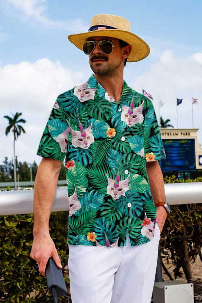 Deep Jungle Unicorn Cat Hawaiian Shirt,Hawaiian Shirt Gift, Christmas Gift