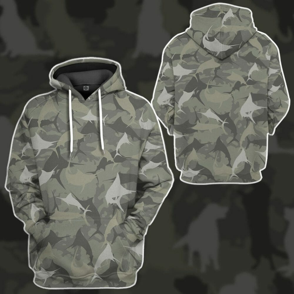 3D Marlin Camo Custom Tshirt Hoodie Apparel