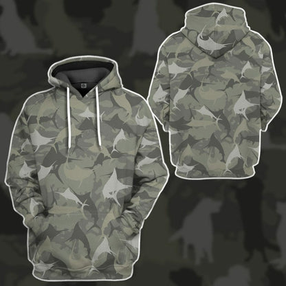 3D Marlin Camo Custom Tshirt Hoodie Apparel