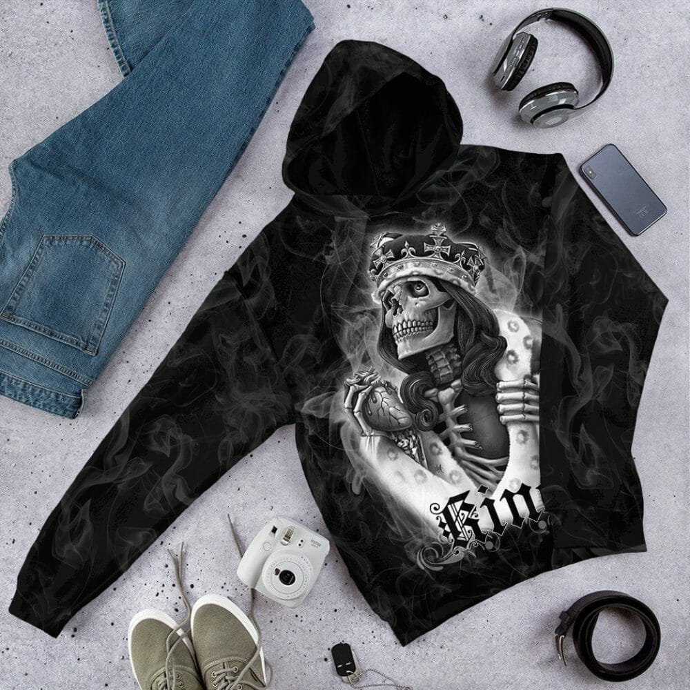 3D Skull Her King Custom Tshirt Hoodie Apparel