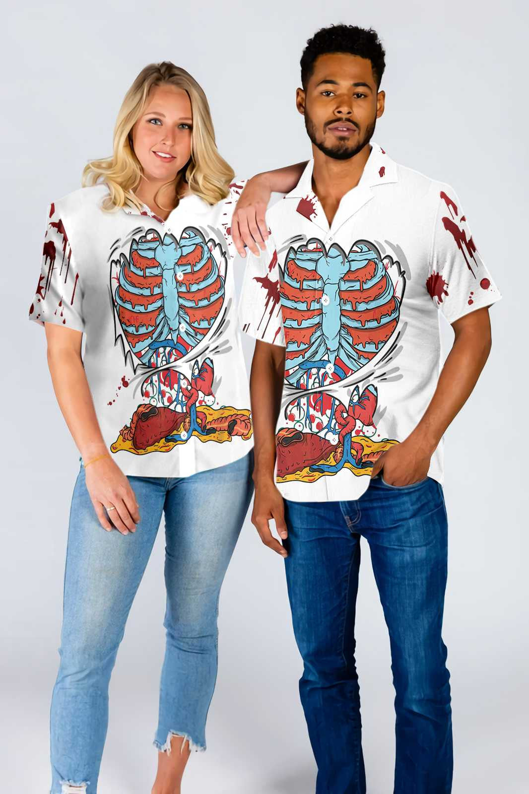 Creepy Ripped Open Rib Cage Organs Dramatic Hawaiian Shirt, Hawaiian Shirt Gift, Christmas Gift