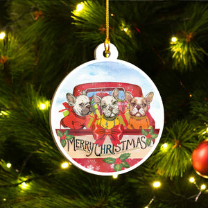 Merry Xmas Bulldog Ornament Set, Merry Woofmas Ornament Set, Funny Xmas Ornament Family Gift Idea For Dog Lover