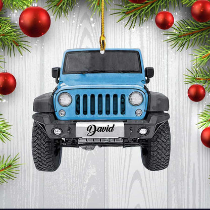 Personalized Jee Car Lovers Ornament, Custom Name Flat Acrylic Ornament, Gift For Dad,Christmas Decoration