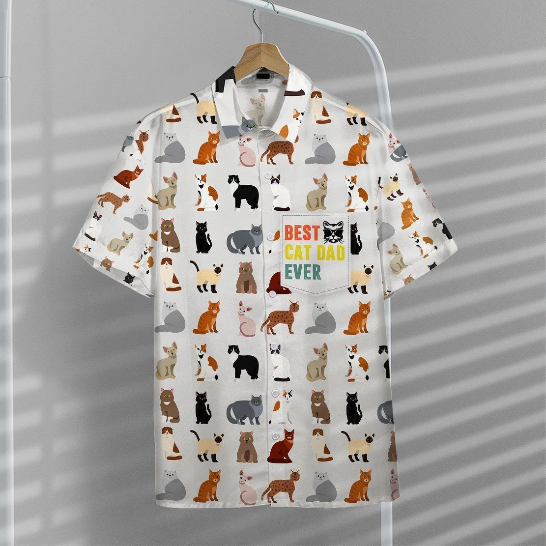 Best Cat Dad Ever Nice Ornamental Hawaiian Shirt,Hawaiian Shirt Gift, Christmas Gift