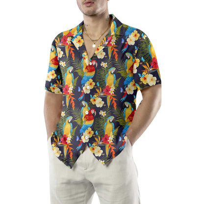 Bright Flower And Parrot Hawaiian Shirt, Hawaiian For Gift