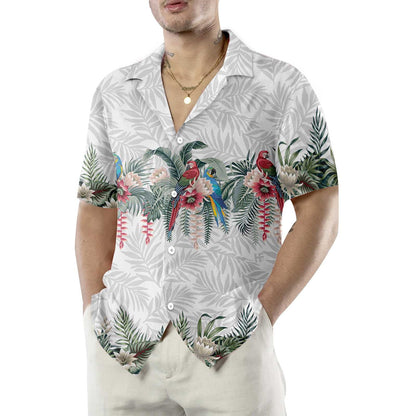 Vintage Botanical Lotus And Macaw Parrot Design Hawaiian Shirt, Hawaiian Shirt Gift, Christmas Gift