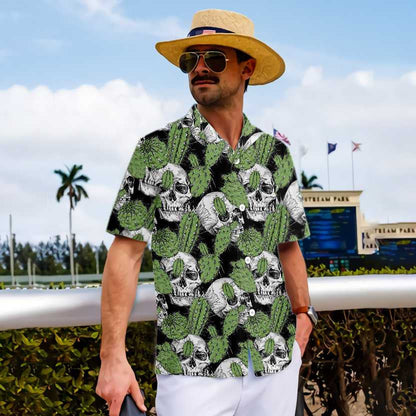 Cactus Skull On Black Design Hawaiian Shirt, Hawaiian Shirt Gift, Christmas Gift