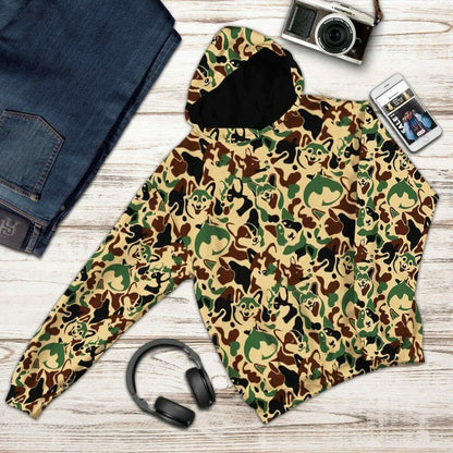 3D Corgi Camouflage Custom Tshirt Hoodie Apparel