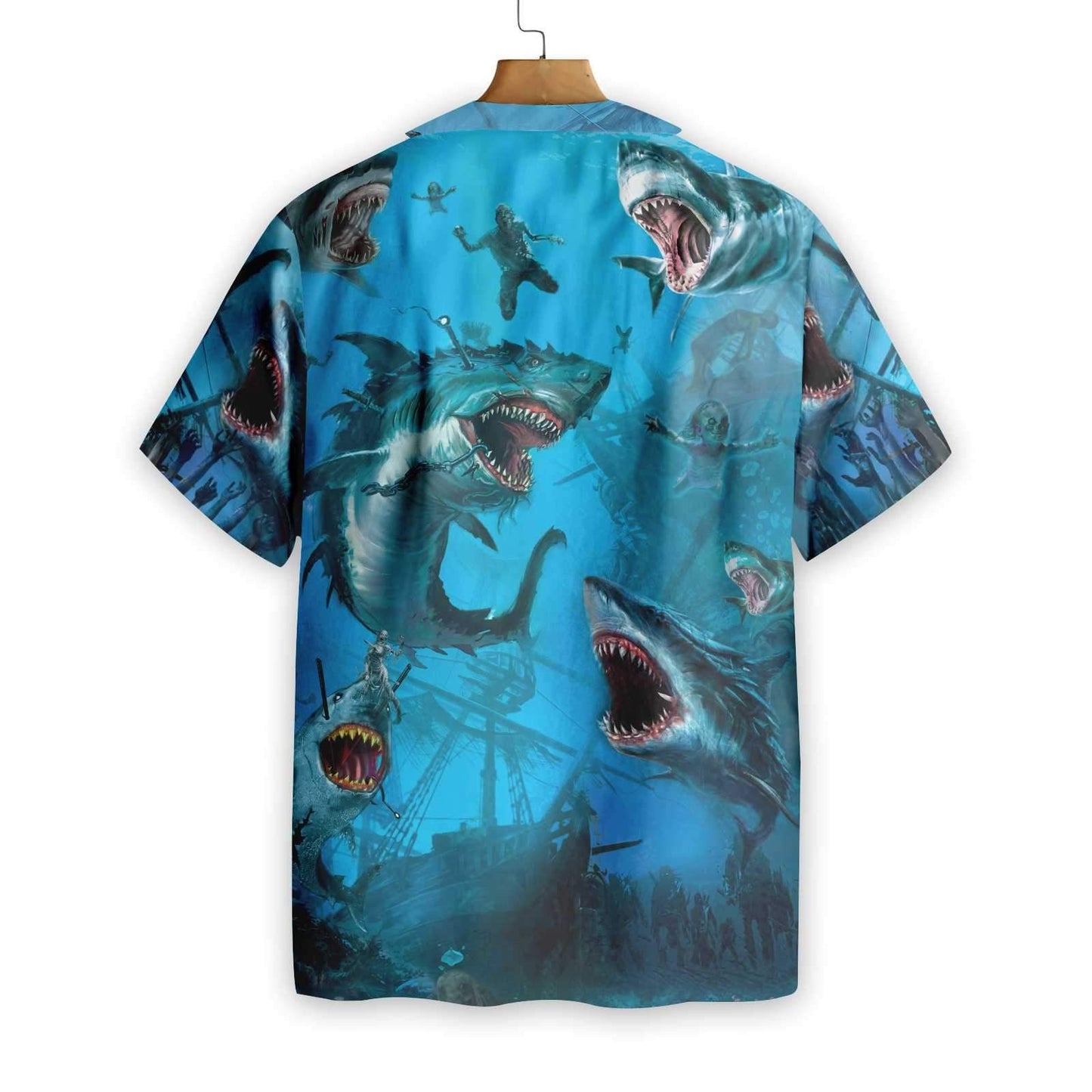 Angry Shark Under The Sea Hawaiian Shirt, Hawaiian Shirt Gift, Christmas Gift