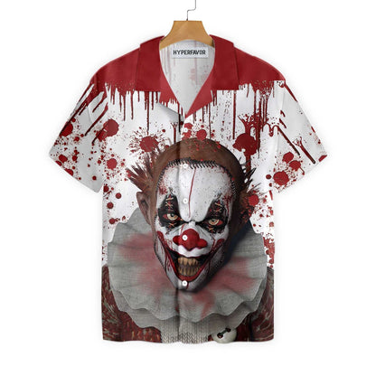 Scary Halloween Clown Faces With Blood Pattern Design Hawaiian Shirt, Hawaiian Shirt Gift, Christmas Gift