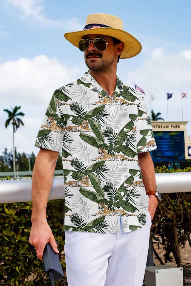 Tropical Tiger King Of Jungle With Banana Leaf Hawaiian Shirt, Hawaiian Shirt Gift, Christmas Gift