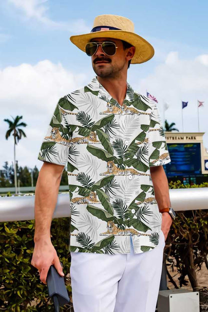 Tropical Tiger King Of Jungle With Banana Leaf Hawaiian Shirt, Hawaiian Shirt Gift, Christmas Gift