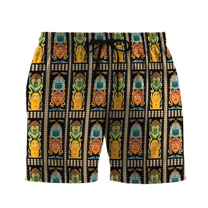 Polynesian Tiki Totems On Black Ornamental Hawaiian Shirt,Hawaiian Shirt Gift, Christmas Gift