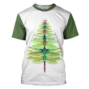 3D Dragonfly Christmas Tree Custom Tshirt Hoodie Apparel