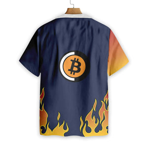 Flame Bitcoin Logo Custom Name Hawaiian Shirt,Hawaiian Shirt Gift, Christmas Gift