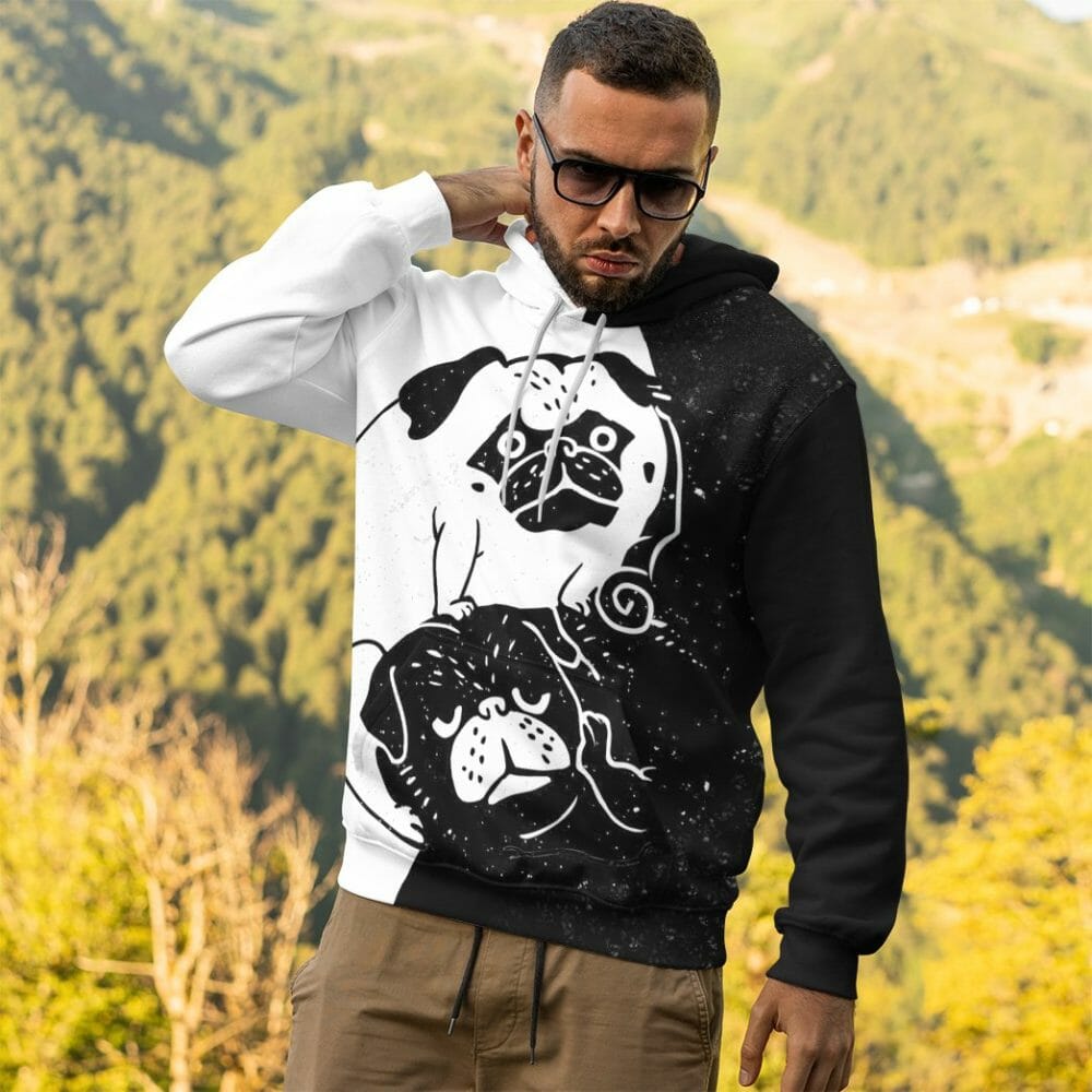 3D Pug Yin And Yang Custom Tshirt Hoodie Apparel