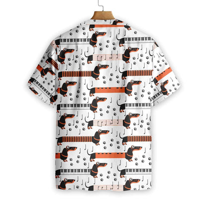 Funny Piano Dachshund Dog Design Hawaiian Shirt,Hawaiian Shirt Gift, Christmas Gift