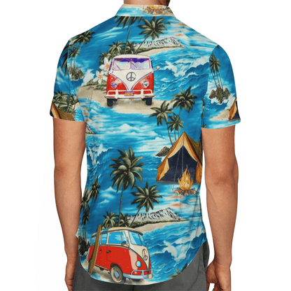 Camping Design Happy Moment At Beautiful Beach Hawaiian Shirt, Hawaiian Shirt Gift, Christmas Gift