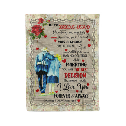 To my gorgeous husband meeting you was fate personalized fleece blanket gifts custom christmas blanket