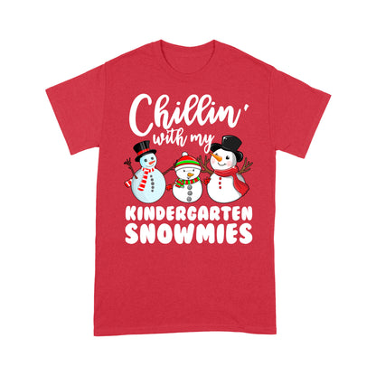 Chillin' With My Kindergarten Snowmies Lustiges Weihnachts-T-Shirt, Geschenk für Weihnachten