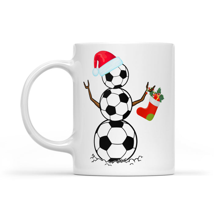 Funny Christmas Soccer Balls - Football Santa Snowman  White Mug Gift For Christmas