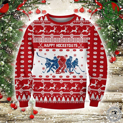 Hockey Red Puck Ugly Sweater, Christmas Ugly Sweater, Christmas Gift, Gift Christmas 2024