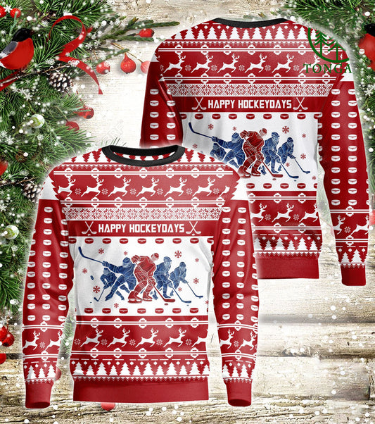 Hockey Red Puck Ugly Sweater, Christmas Ugly Sweater, Christmas Gift, Gift Christmas 2024