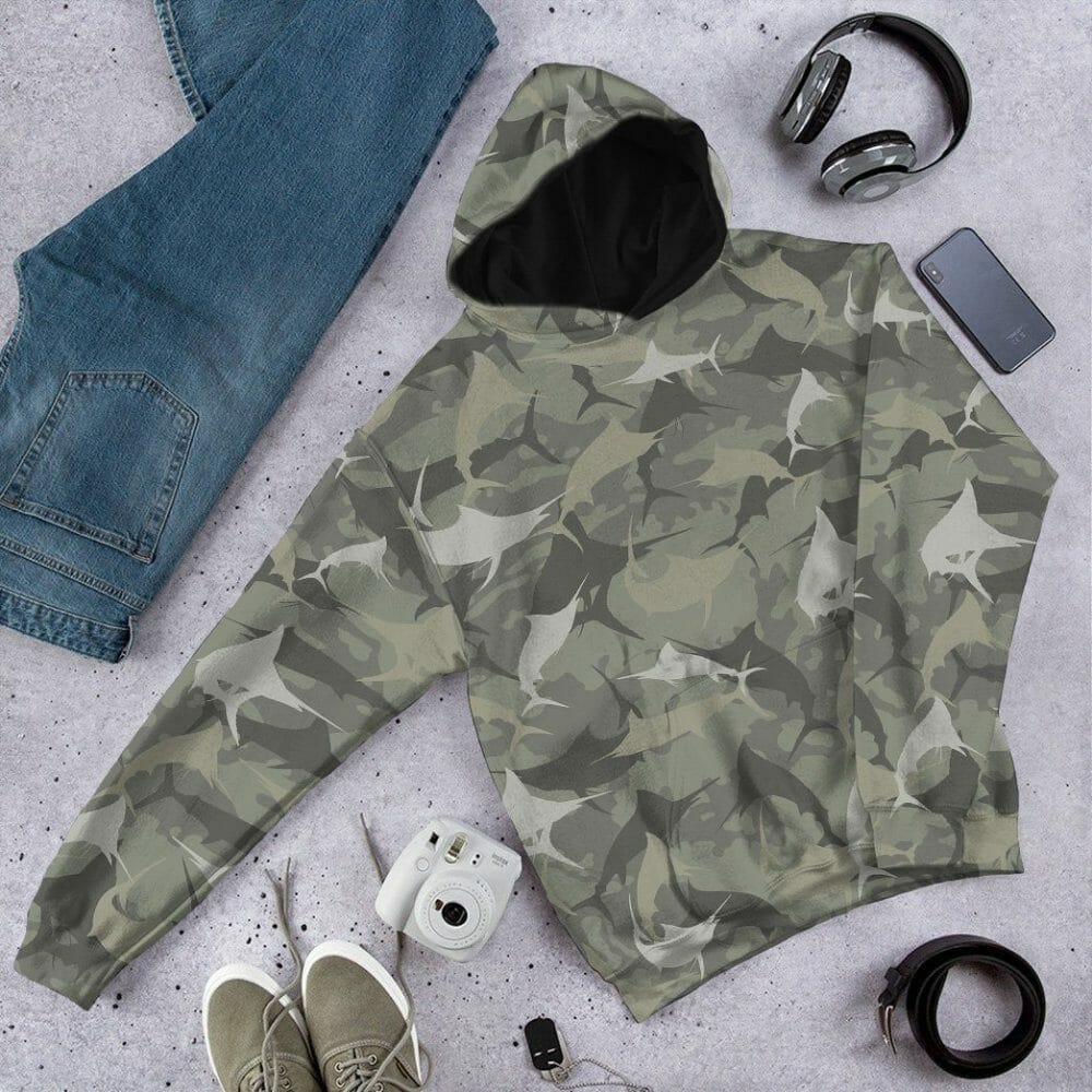 3D Marlin Camo Custom Tshirt Hoodie Apparel