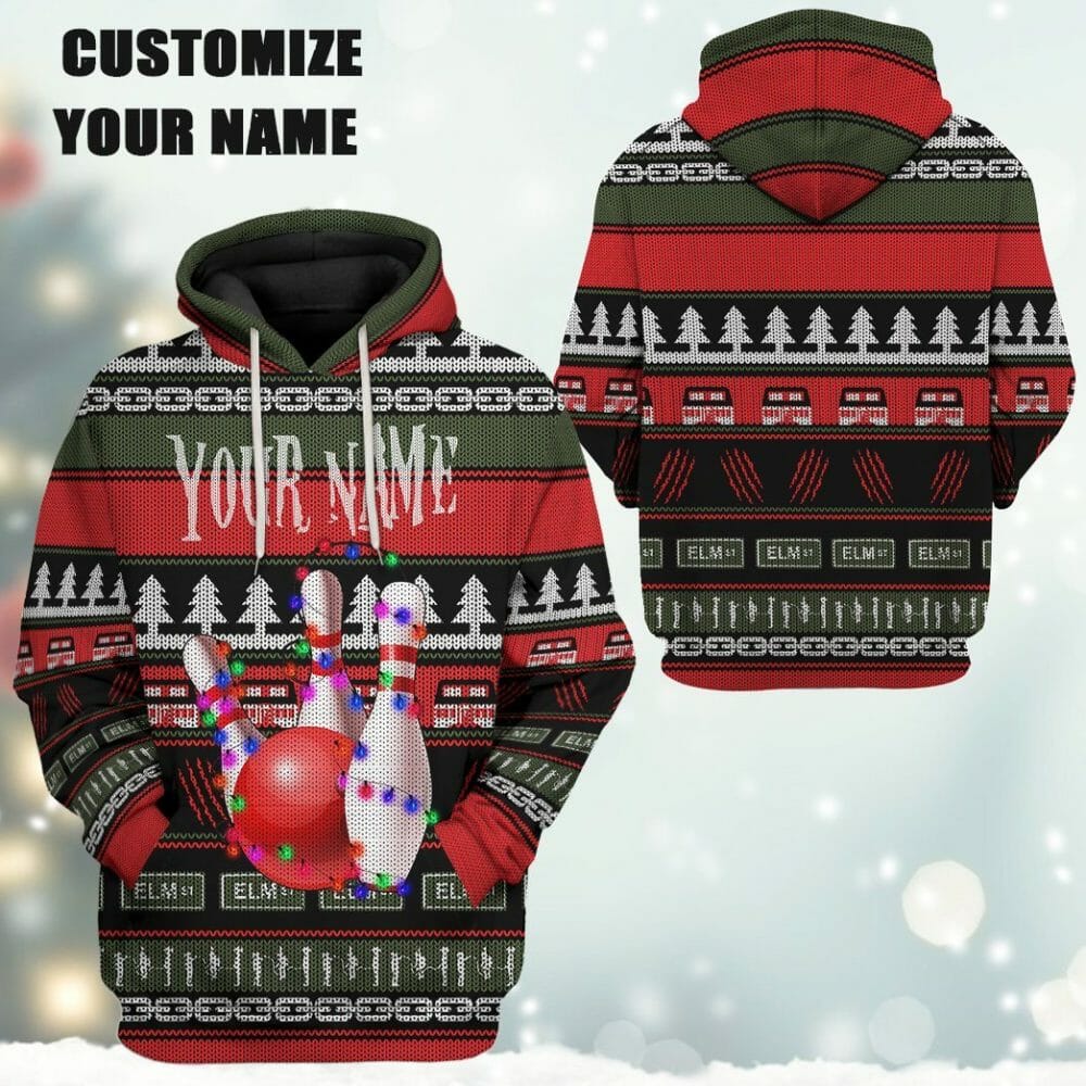 3D Custom Bowling Hässliche Weihnachten T-Shirt Hoodie Bekleidung
