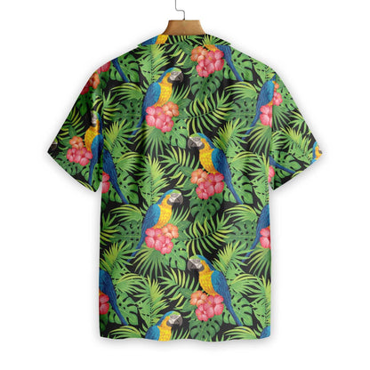 Spring Season Parrots Hibiscus And Palm Leaves Hawaiian Shirt, Hawaiian Shirt Gift, Christmas Gift