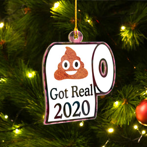 Funny Merry Poopmas Ornaments Set, 2020 Shit Got Real Ornaments Set, Christmas Ornament Family Gift Idea