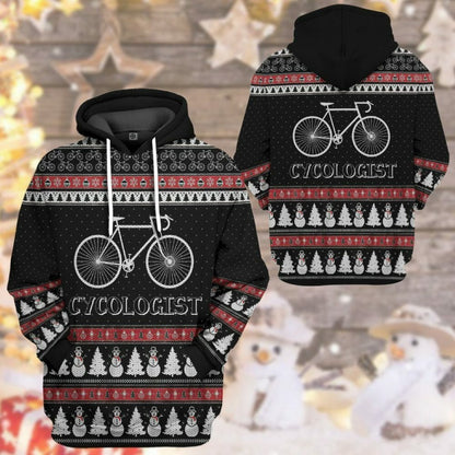 3D Hässlicher Weihnachts-Cycologist-Hoodie mit Aufschrift „Cycologist“