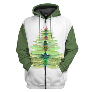 3D Dragonfly Christmas Tree Custom Tshirt Hoodie Apparel