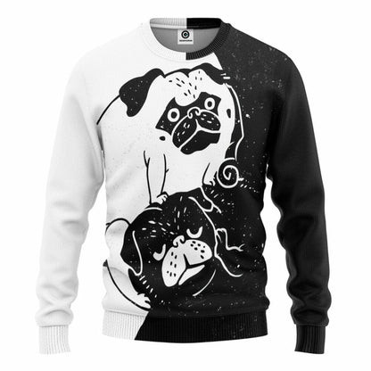 3D Pug Yin And Yang Custom Tshirt Hoodie Apparel