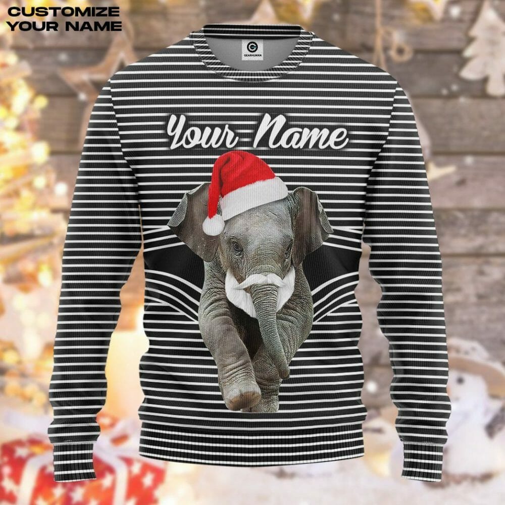 3D Elefant Weihnachten Custom T-Shirt Hoodie Bekleidung