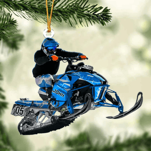 Personalized Snowmobile Rider Jumping Through Snow Christmas Ornament, Snowmobile Flat Acrylic Ornament,Christmas Gift,Christmas Decoration