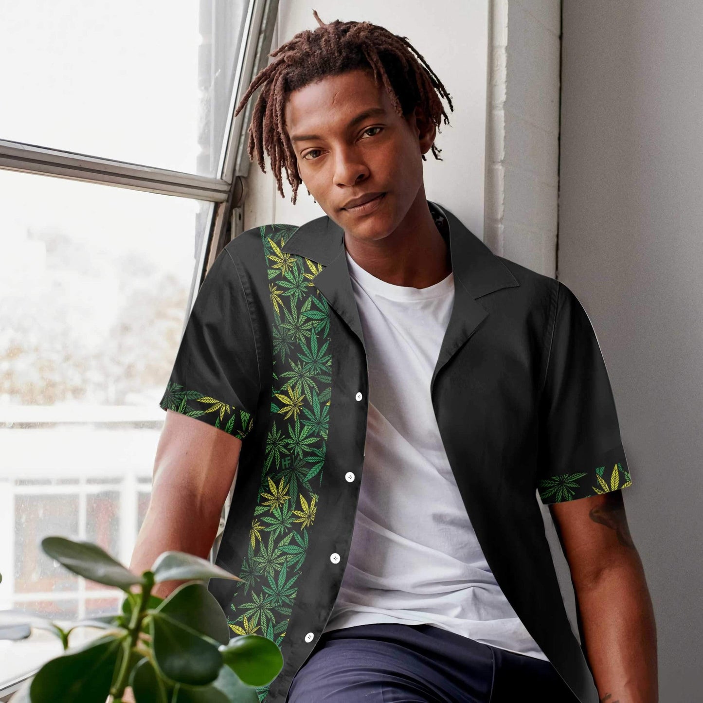 Black Background Retro Cannabis Marijuana Design Hawaiian Shirt,Hawaiian Shirt Gift, Christmas Gift