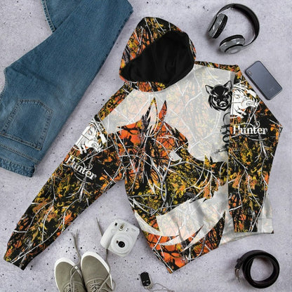 3D Wildschwein Jäger Orange Custom T-Shirt Hoodie Bekleidung