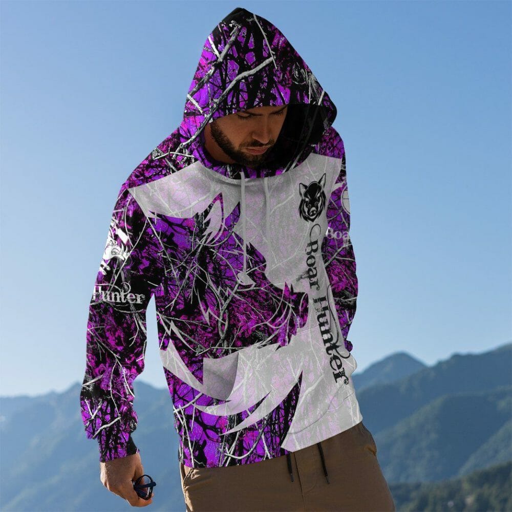 3D Wildschwein Jäger Lila Benutzerdefinierte T-shirt Hoodie Bekleidung