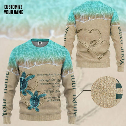 3D Sea Turtle I Choose You Custom Name Tshirt Hoodie Apparel